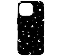 Moons and Stars Cute Space Black Galaxy Celestial Pattern Case for iPhone 16 Pro