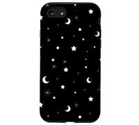 Moons and Stars Cute Space Black Galaxy Celestial Pattern Case for iPhone SE (2020) / 7/8