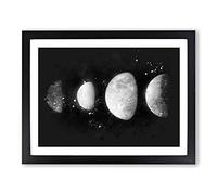 Moons Of Jupiter Paint Splash Modern Art Framed Wall Art Print, Ready to Hang Picture for Living Room Bedroom Home Office Décor, Black A3 (46 x 34 cm)