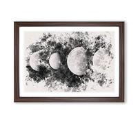 Moons of Jupiter Watercolour Framed Print | A2 Walnut Framed Wall Art | Ready to Hang | Modern Historical Picture | Living Room Bedroom Lounge Office