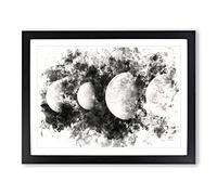 Moons Of Jupiter Watercolour Modern Framed Print | A2 Black Framed Wall Art | Ready to Hang | Modern Historical Picture | Living Room Bedroom Lounge Office