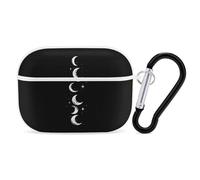 Moons Phases Cute Earbuds Case Compatible with Airpods Pro Wireless Headphones Cover with Carabiner