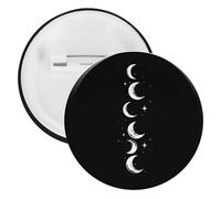 Moons Phases Cute Tinplate Brooches for Women Men Button Pins Round Badge for Bag Hat