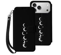 Moons Phases Printed Wallet Phone Case Slim Cute Cellphone Protective Cover Hanging Rope Unisex Compatible with iPhone 17/17 Air/17 Pro/17 Pro Max