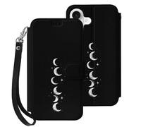 Moons Phases Printed Wallet Phone Case Slim Cute Cellphone Protective Cover Hanging Rope Unisex Compatible with iPhone 17/17 Air/17 Pro/17 Pro Max