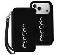 Moons Phases Printed Wallet Phone Case Slim Cute Cellphone Protective Cover Hanging Rope Unisex Compatible with iPhone 17/17 Air/17 Pro/17 Pro Max