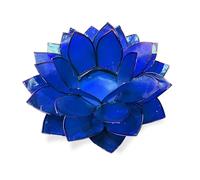 Moonshadow Handmade Capiz Shell Lotus Tea Light Holder, Elegant Blooming Flower Design with Natural Translucent Finish, Ideal for Home Decor, Meditation, Weddings & Serene Centerpieces, Blue