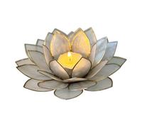 Moonshadow Handmade Capiz Shell Lotus Tea Light Holder, Elegant Blooming Flower Design with Natural Translucent Finish, Ideal for Home Decor, Meditation, Weddings & Serene Centerpieces, Natural