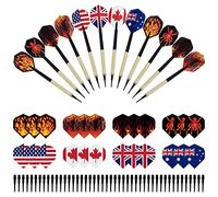 MoonSing Plastic Tip Darts Set of 12 Soft Tip Darts with 8 Style 24 Flag Flights and 46 Plastic Tips for Electronic Dartboard (14 g)