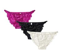 MOONSIYU 3Pairs Women 100% Mulberry Silk Briefs Panties Soft Smooth Healthy Bikini Classic Casual Underwear(XS,Color-D)
