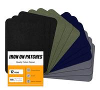 MOONSJONES Iron on Patches for Fabric Clothes, Iron-on Patch Repairing Inside & Outside Holes for Jeans, Backpacks, Down Jackets, Hat, Pants, Sweaters (7.5 cm x 10.5 cm) - 12Pcs