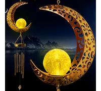 MoonSolar Wind Chimes for Outside Crackle Glass Ball Waterproof Moon Wind Chimes Outdoor Garden Decor Birthday Unique Gifts for Women Mom Grandma Windchimes Gardening