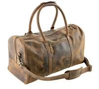 MOONSTER® 20 Inch Buffalo Leather Duffle Bags - Full-Grain Leather Travel Bags for Men & Women with Assorted Pockets, Rustic Carry On Weekender Bag