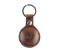 moonster AirTag Holder Leather Key Ring - 100% Genuine AirTag Keyring Leather Case - Authentic Full-Grain Buffalo Leather AirTag Case w/Sturdy Reinforced Stitching & Strong Anchored Snap Closure