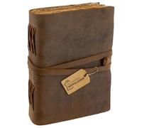 moonster Leather Journal Notebook A5 - 8x6 Inch Handmade Vintage Diary with 240 Unlined Deckle Edge Pages - Genuine Buffalo Leather for Writing, Sketching & Travel