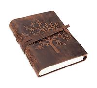 moonster Leather Journal Tree of Life Writing Notebook Handmade Leather Bound Daily Notepads for Men and Women Blank Paper 18x13 cm - Great for Art Sketchbook, Travel Diary and Journals to Write in