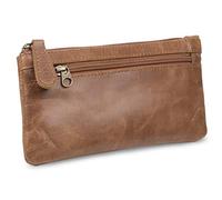 moonster Leather Pencil Case Pouch, Handcrafted Leather Pen Case with Zipper that’s Made to Last - Elegant & Practical Brown Leather Pencil Cases for Adults, Unique 20x10cm Design with Side Pocket
