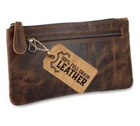 moonster Leather Pencil Case Pouch, Handcrafted Leather Pen Case with Zipper That’s Made to Last - Elegant & Practical Brown Leather Pencil Cases for Adults, Unique 20x10cm Design with Side Pocket