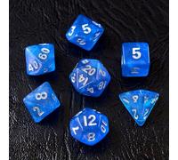 Moonstone 10mm Mini DND Dice Set for MTG RPG Dungeons and Dragons Role Playing Game, Moonstone Mandarin Blue Color