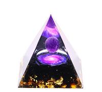 Moonstone Crystal Orgone Pyramid - Amethyst Ball Starry Sky - Ogan Crystal Energy Tower - Nature Reiki Healing Chakra Crushed Stone Jewelry - 5cm