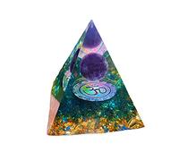 Moonstone Crystal Orgone Pyramid Ogan Crystal Energy Tower Nature Reiki Chakra Crushed Stone Jewelry Flower of Life Crystal Orgonite Pyramid Healing Chakra Pyramid (blue)