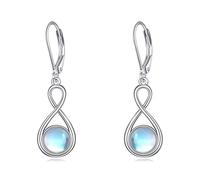 Moonstone Drop Earrings for Women 925 Sterling Silver Infinity Earrings Jewellery Gifts for Mum Mother Girls Friends (J-Infinity Moonstone)