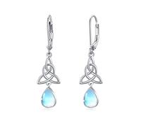 Moonstone Earrings 925 Sterling Silver Celtic Earrings for Women Moonstone Teardrop Dangle Earrings Celtic Knot Leverback Drop Earrings Moonstone Jewellery for Girls Kids