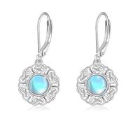 Moonstone Earrings for Women 925 Sterling Silver Irish Celtic Knot Moonstone Dangle Earrings Celtic Knot Hoop Earrings Leverback Jewellery Gifts