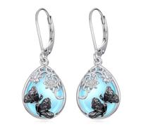 Moonstone Earrings S925 Sterling Silver Butterfly/Cat/Fox/Rabbit/Tiger/Bear/Panda/Penguin Moonstone Drop Earrings Jewelry for Women, Sterling Silver, moonstone/cubic zirconia