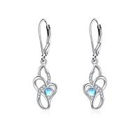 Moonstone Earrings Sterling Silver Irish Celtic Knot Infinity Heart Dangle Earrings Celtics Jewellery Dangles Gifts for Women Teens Girls (Moonstone infinity earrings)