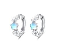 Moonstone Hoop Earrings,925 Sterling Silver Moonstone Star Rainbow Earrings Hypoallergenic Jewellery Gifts for Women Girls