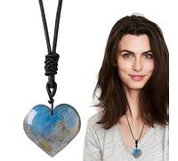 Moonstone Labradorite Necklace - Heart Shaped Raw Stone Pendant, Crystal Jewelry | Handmade Gemstone Necklace Birthday Gift for Women Girlfriend Mom Natural Healing Pendant Accessory Spiritual