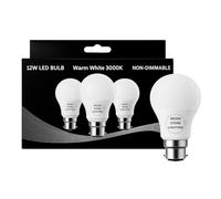 Moonstone Lighting 12W B22 LED Bulb - Warm White 3000K - Bayonet Cap - Non-Dimmable Energy-Saving Light Bulb - Pack of 3 - 100W Equivalent - Long Life LED Lamp (12W B22 Warm White 3 Pack)