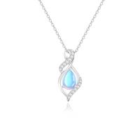 Moonstone Necklace 925 Sterling Silver New Beginners Artificial Pear Moonstone Infinity Pendant Divorce and New Job Gift Healing Jewelry Birthday Graduation Gift for, Sterling Silver, Artificial