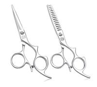 Moontay 6.0" Hair Cutting Shears Set with Large Finger Holes, Professional Barber Stylist Texturizing Shears, Salon Hair Cutting Scissors, 440C Japanese Stainless Steel, Silver