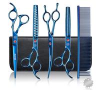 Moontay Dog Grooming Scissors Set, 7 Inch Pet Grooming Scissors, Blue