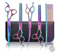 Moontay Dog Grooming Scissors Set, 7 Inch Pet Grooming Scissors, Colourful