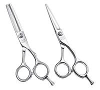 Moontay Professional 5.5 Inch Hair Cutting Scissors Hair Thinning Shears Set, Salon Barber Haircut Blending Shear for Women Men Adults, 440C Japanese Stainless Steel (2-Piece Shear & Thinner Set)