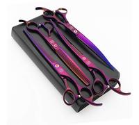 Moontay Professional 8.0" Dog Grooming Scissors Set, 4-Pieces Straight, Upward Curved, Downward Curved, Thinning/Blending Shears for Dog, Cat and Pets, JP Stainless Steel, Purple