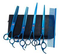 Moontay Professional Dog Grooming Scissors Set, 7/8 Inch Curved & Thin