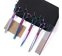 Moontay Professional Dog Grooming Set - 7/8 Inch Chunkers Shears With Curved and Thinning Scissors, Comb Included