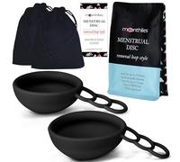 MOONTHLIES Reusable Menstrual Disc | Period Disc with Removal Loop Stem | Alternative to Menstrual Cups for Light or Heavy Flows | Sustainable Alternative to Tampons/Pads (Black, Set of 2 Small)