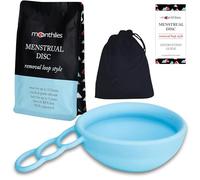 MOONTHLIES Reusable Menstrual Disc | Period Disc with Removal Loop Stem | Alternative to Menstrual Cups for Light or Heavy Flows | Sustainable Alternative to Tampons/Pads (1 Small Period Disc, Blue)