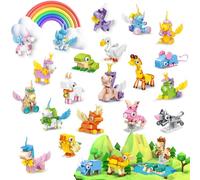 MOONTOY 24 Pack Party Favors for Kids, 891 PCS Mini Animals Building Blocks Toy, Unicorn Building Blocks for Birthday, Goodie Bag Stuffers, Classroom Prizes for Boys Girls Ages 3-12