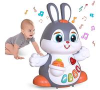 MOONTOY Easter Bunny Toys 6 to 12 Months,Crawling Bunny Easter Gifts for 1 Year Old Girls Boys, Interactive Tummy Time Toys with Music and Light,1st Easter Gifts for Baby 1 Year Old