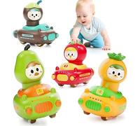 MOONTOY Fruit Car Toys for 1 Year Old Boys Gifts, 4Pcs Press Go Car Toy for Toddler 12-18 Month, Baby Toy Car for 1 Year Old, Pull Back Cars for 1 2 Year Old, First 1st Birthday Gift Kids Play Vehicle