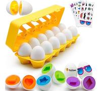 MOONTOY Matching Eggs for Toddlers 1 2 3 Years Old Boys Girls, 12PCS Color & Shape Sorter Fine Motor Skills Montessori Toy 6-12 Months Early Learning Educational Toy Gift for Boy Girl Kid Toddler