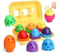 MOONTOY Toddler Toys Matching Egg Toys for Toddlers 1-3 Eggs Learning Montessori Toys Educational Color, Shapes and Sorting Recognition Skills Puzzle Matching Games for Kid Baby Boy Girl Easter Gift