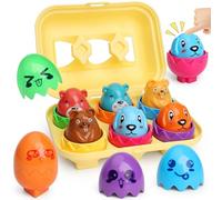 MOONTOY Toddler Toys Matching Egg Toys for Toddlers 1-3 Eggs Learning Montessori Toys Educational Color, Shapes and Sorting Recognition Skills Puzzle Matching Games for Kid Baby Boy Girl Easter Gift
