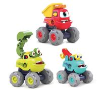 MOONTOY Toy Cars for 1+ Year Olds Boys Girls Gift,3 PCS Monster Truck Car Toys for 2 Year Old Boy, Pull Back Cars Toy for 9 12 18 Months, Baby Friction Car Toys 1st Birthday Gifts for Boys Girls